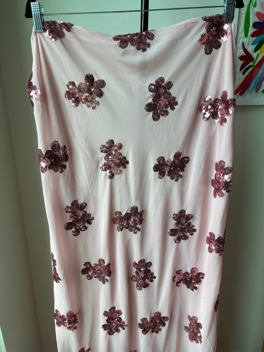 Peppermayo NWT Sweet Escape Sequin Strapless Maxi Dress in Baby Pink- Size US 18 - Picture 8 of 16